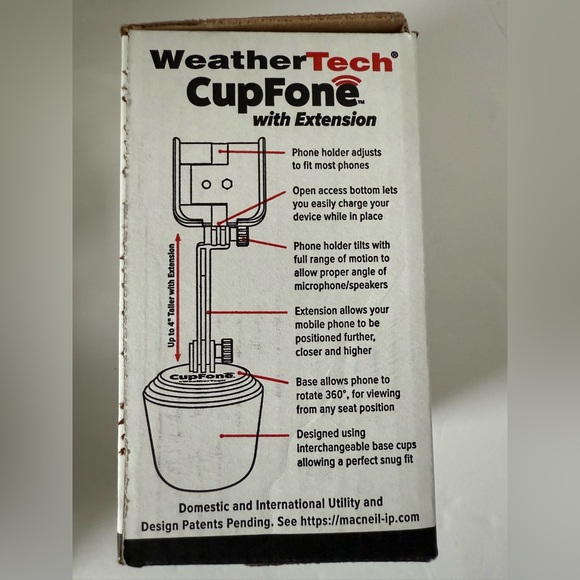 NIB WeatherTech CupFone Cell Phone Holder with Extension - Picture 2 of 6